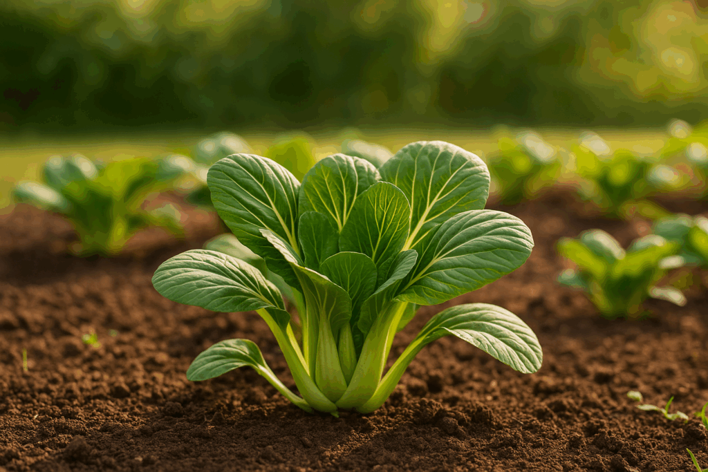 Pak Choi als Herbstgemüse im August erntereif
