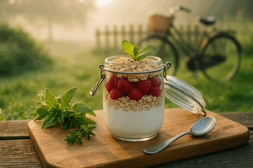 Frühstück im Glas aus dem eigenen Garten