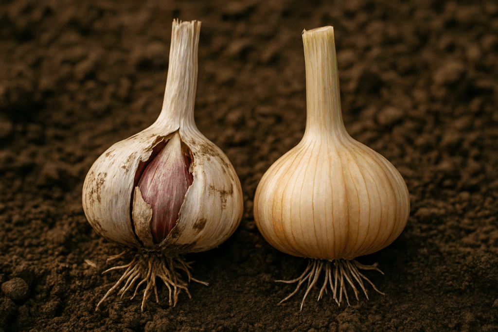 Unterschiede beim Knoblauchernten