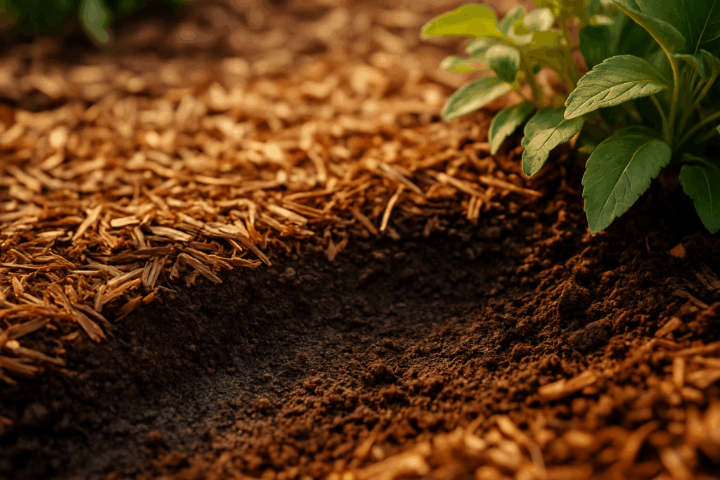 Darstellung was Mulch im Beet bringt