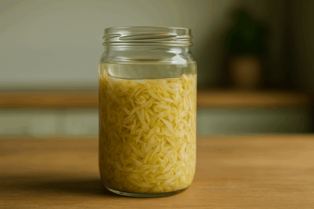 Weißkraut dicht gepackt in einem Glas