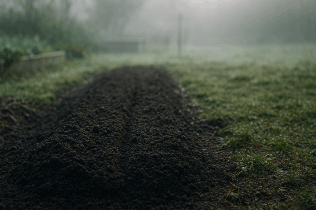 Beet am Morgen mit leichten Nebel