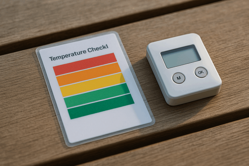 Farbcodierte Temperaturkarte mit Datenlogger, ohne lesbare Zahlen